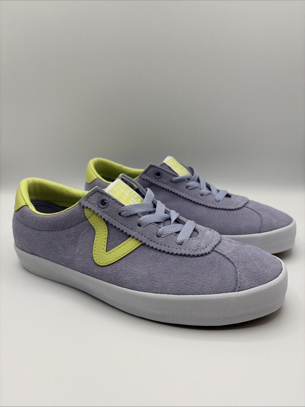 Vans Sport Low Lavender Purple Neon Lime Suede Skate Shoes Sneaker M 5.5 W 7 New